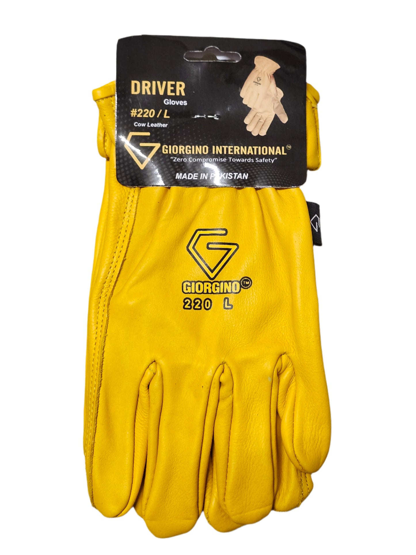 Yellow work glove split cow leather - Large