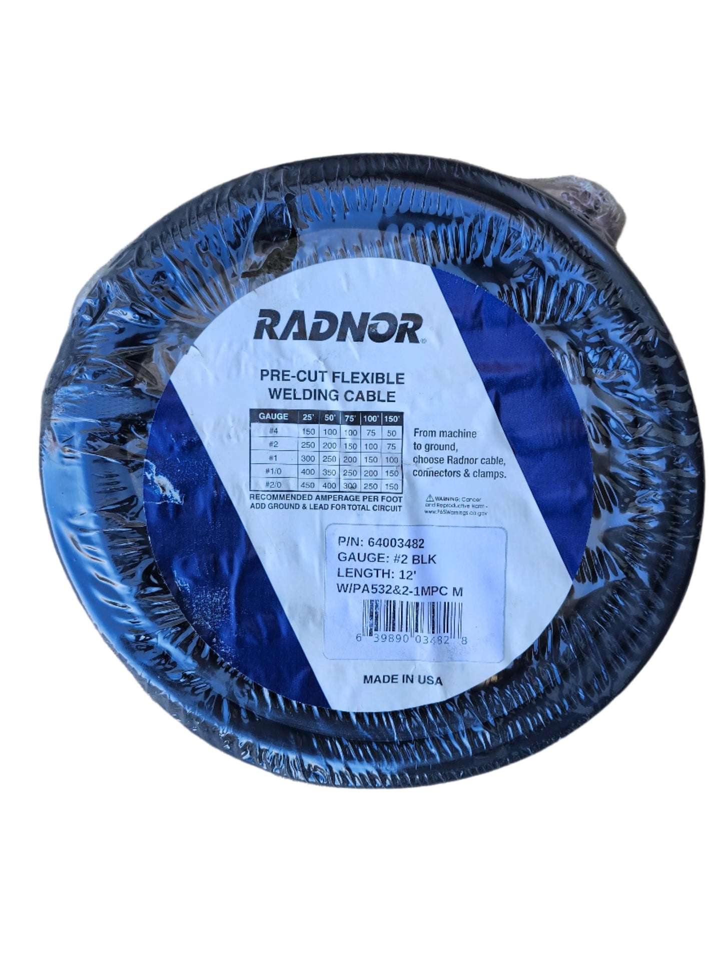 RADNOR precut flexible welding cable #2 - 12'