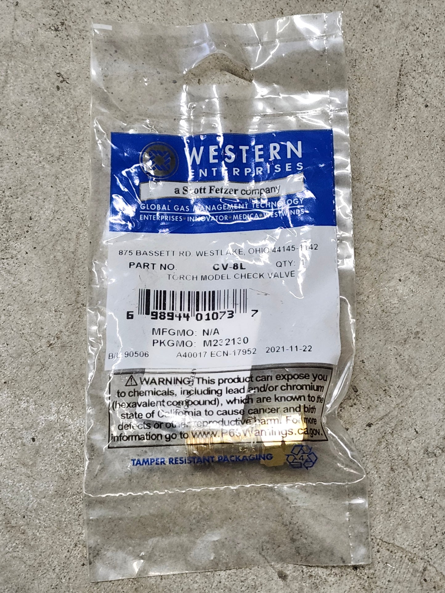 CV-8L Torch model check valve