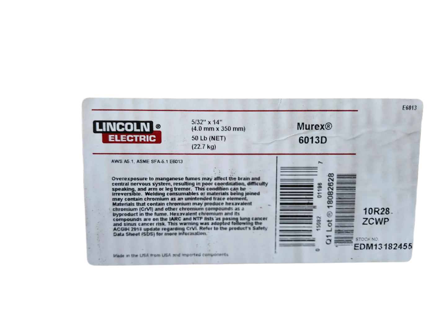 EDM13182455 Lincoln EXCALIBUR 6013 MR 5/32"x14" Welding Rods 50 lbs