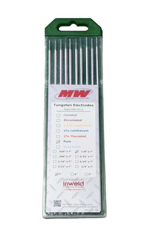 Tungsten Electrodes - Pure 1/8" x 7"