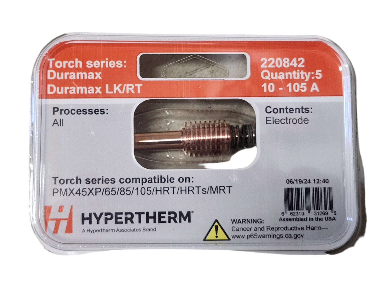 220842 Hypertherm Powermax Electrode 10-105A Pack of 5