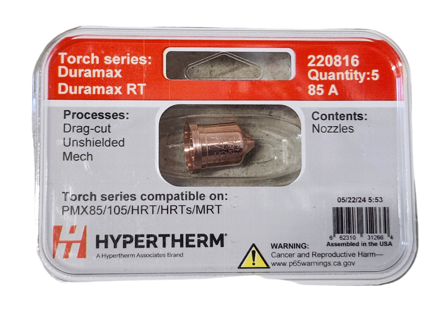 220816 Hypertherm Powermax Drag Cut Nozzle 85A Pack of 5