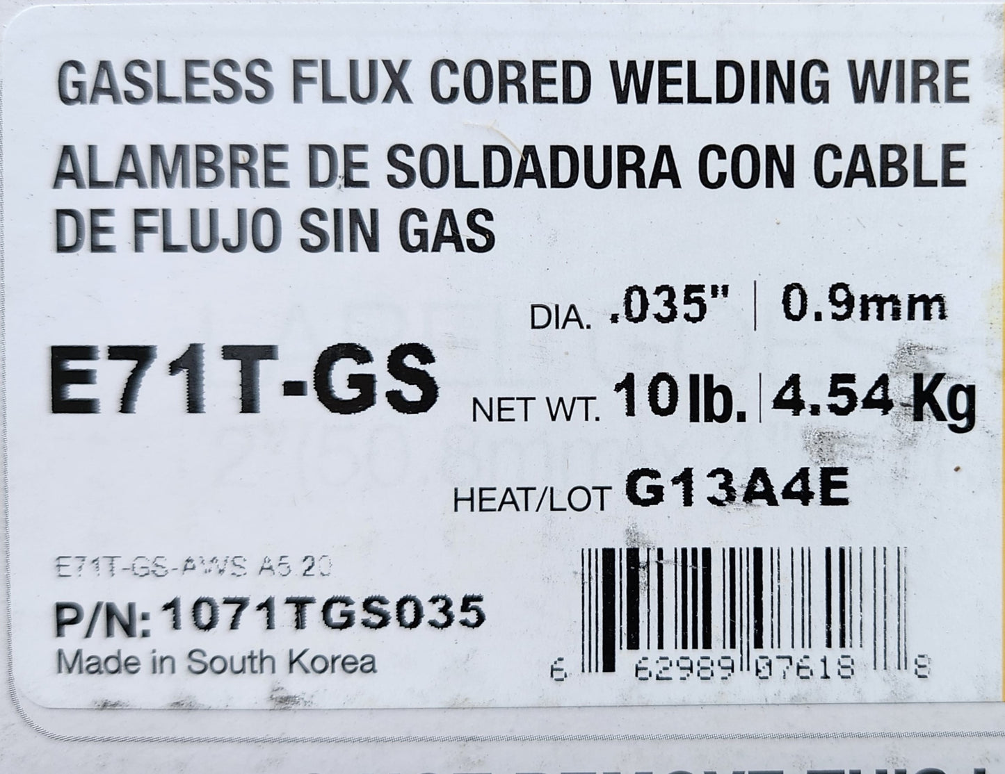 E71T-GS Gasless Flux Cored Welding Wire .035