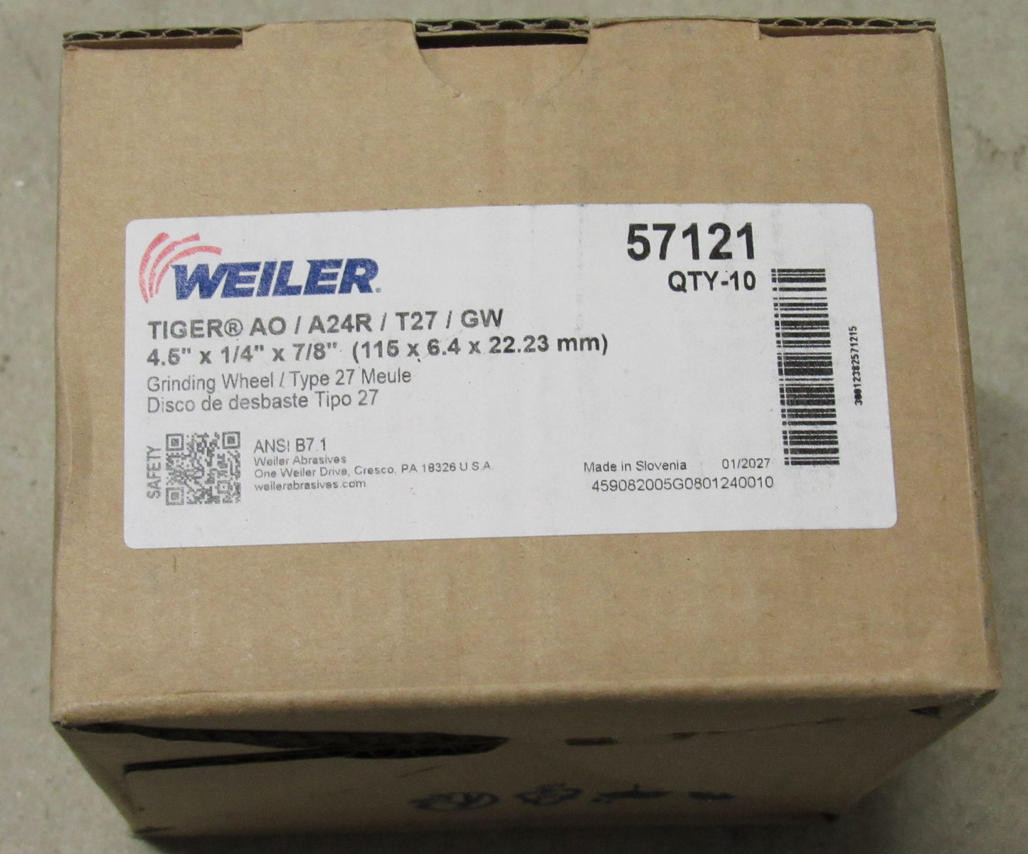 57120 - Tiger Grinder Disc 4.5" - 1/4" - 7/8" Arbor