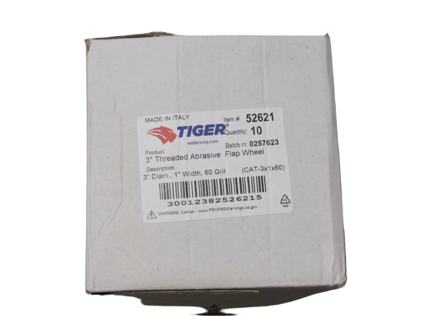 52621 - 3" Threaded Abrasive Flap Wheel - 3" Dia. 1" Width, 60 Grit