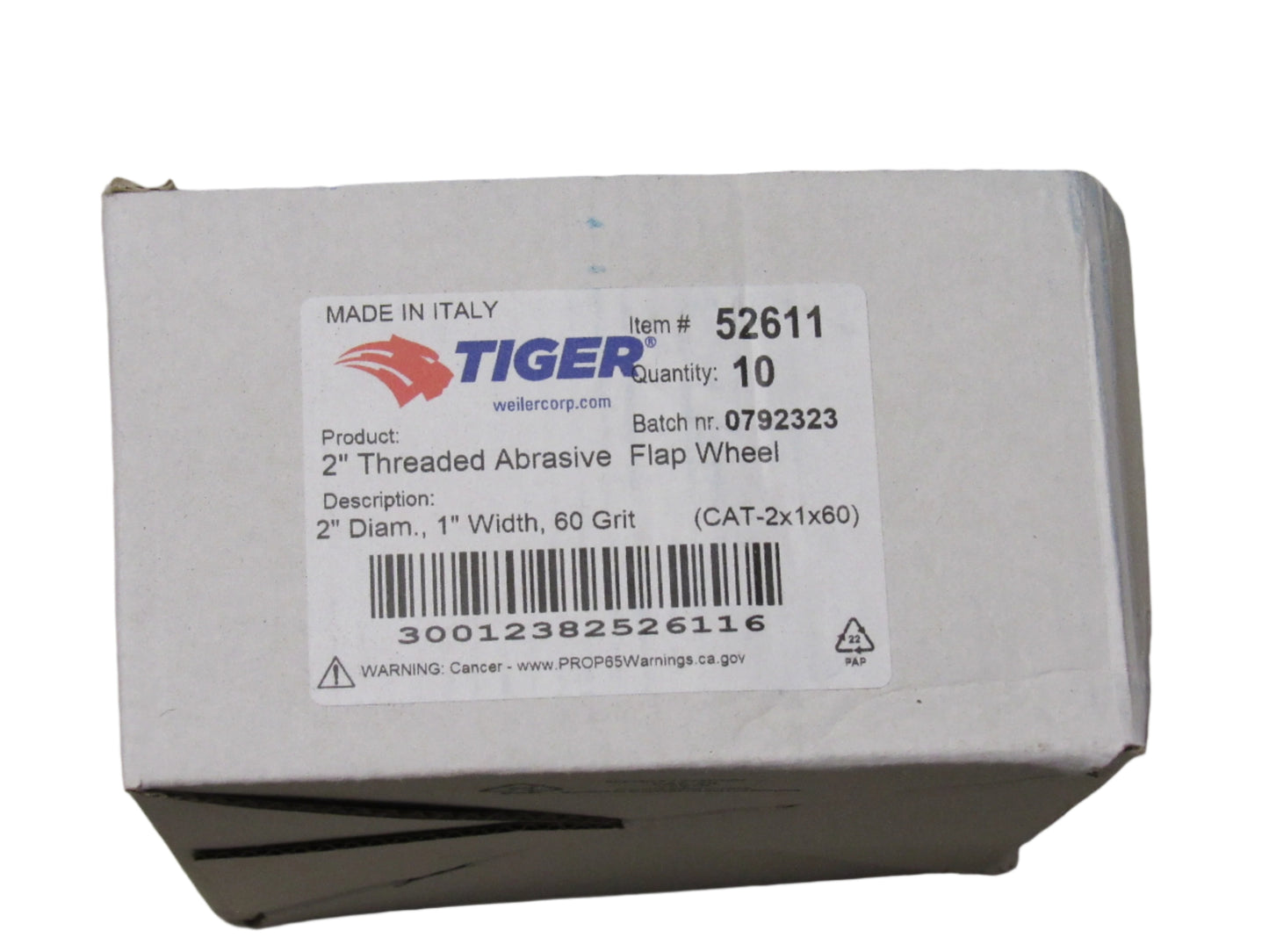52611 - 2" Threaded Abrasive Flap Wheel - 2" Dia. 1" Width, 60 Grit