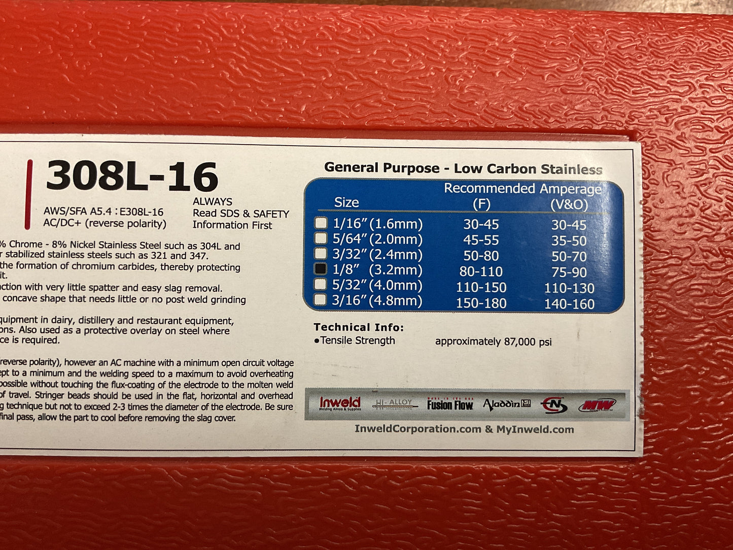 308L-16 1/8 Electrodes 10LB