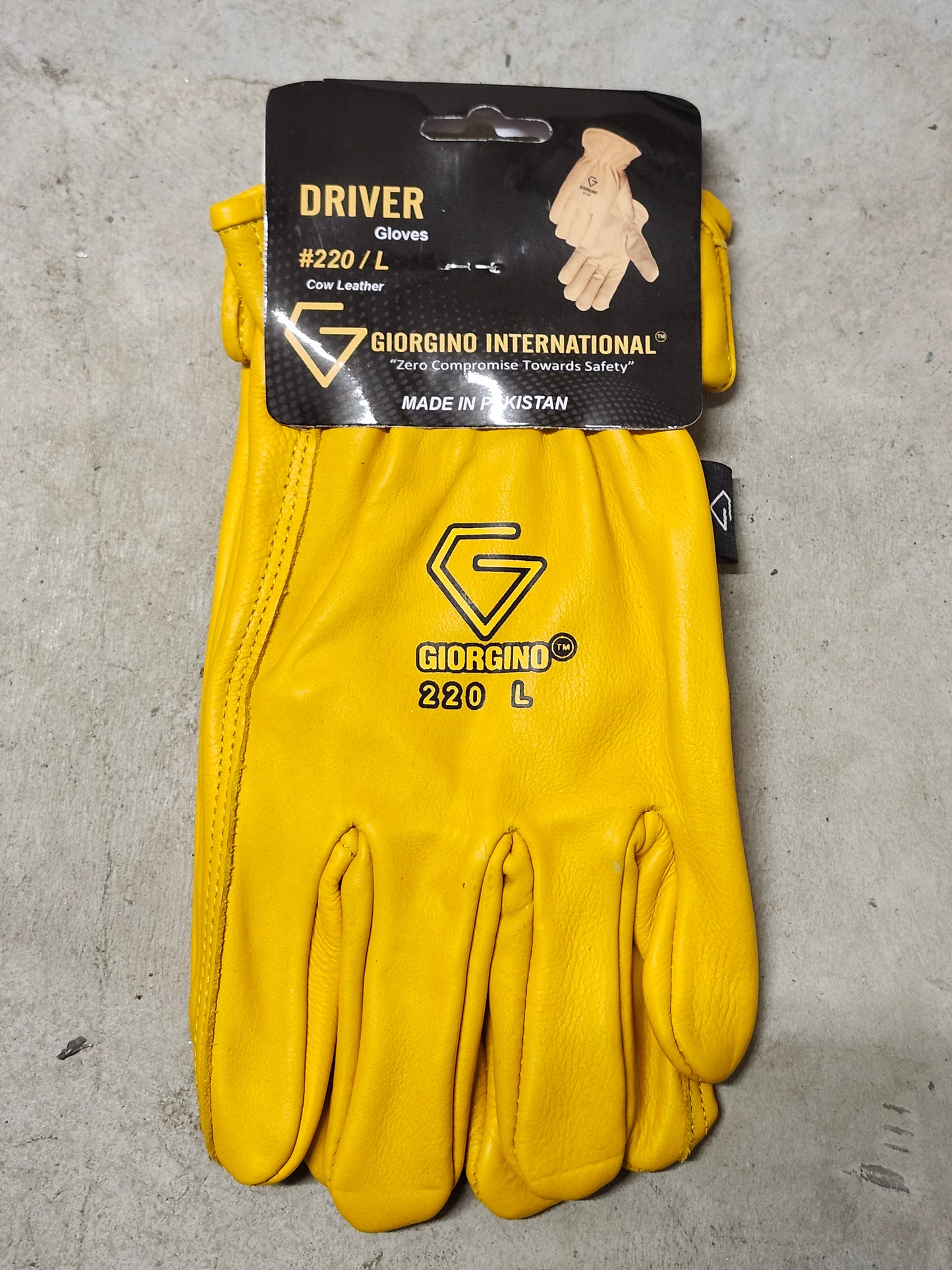 Yellow work glove split cow leather - Large