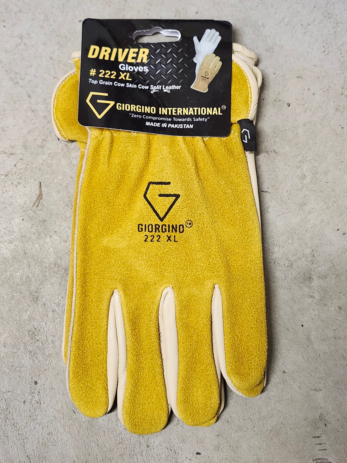 Yellow/Tan work glove split cow leather - Size Xtra Large