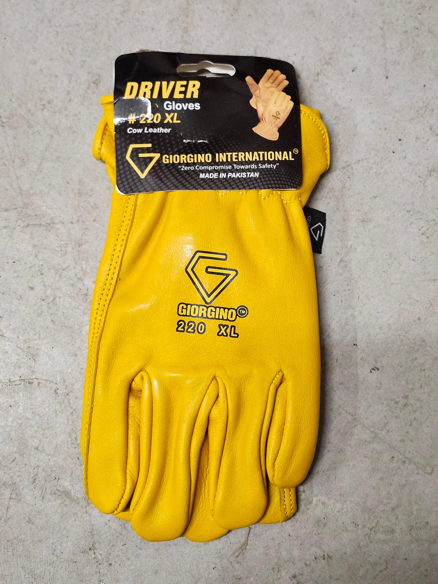 Yellow work glove split cow leather - Xtra Large