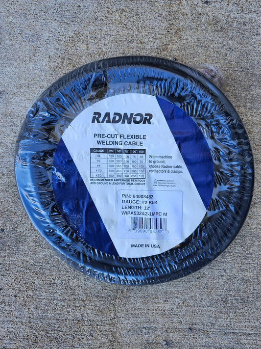 RADNOR precut flexible welding cable #2 - 12'