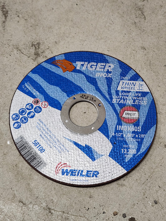 58100 Tiger Inox Cutting Disc 4.5" - .045" - 7/8"