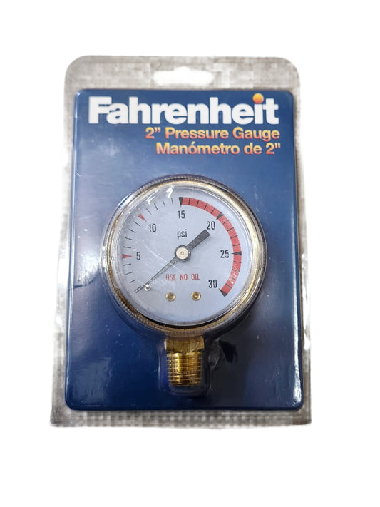 Fahrenheit 2" Pressure Gauge - 1/4" NPT - 30 PSI