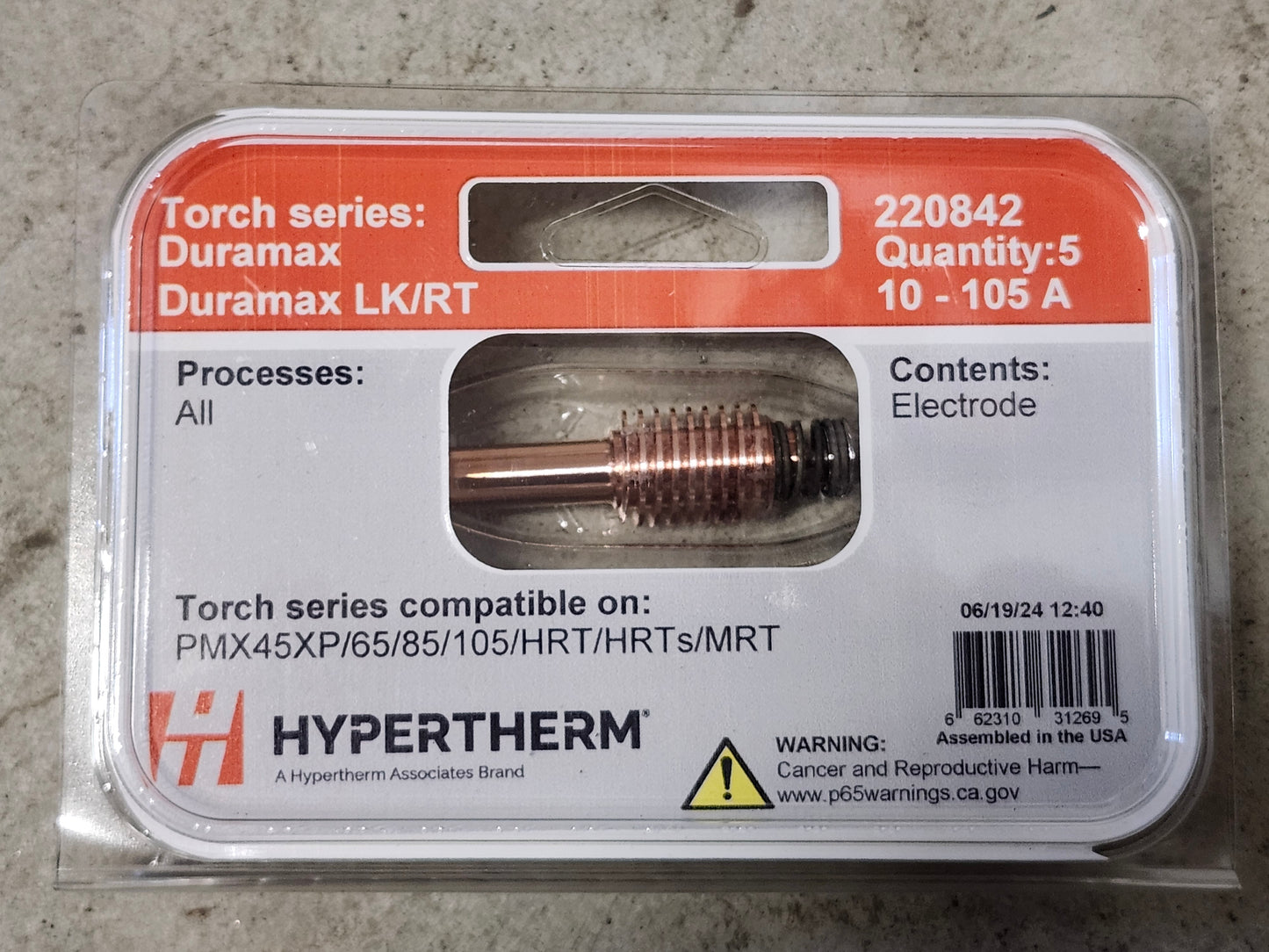 220842 Hypertherm Powermax Electrode 10-105A Pack of 5