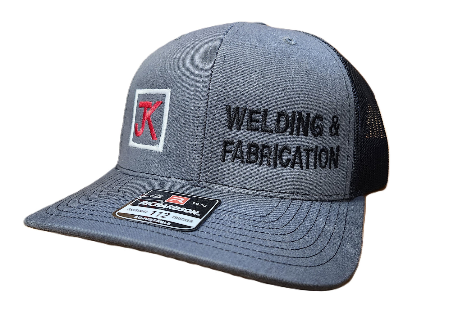 JK Richardson 112 - Charcoal Panel Black Mesh LOGO and "Weld & Fab"