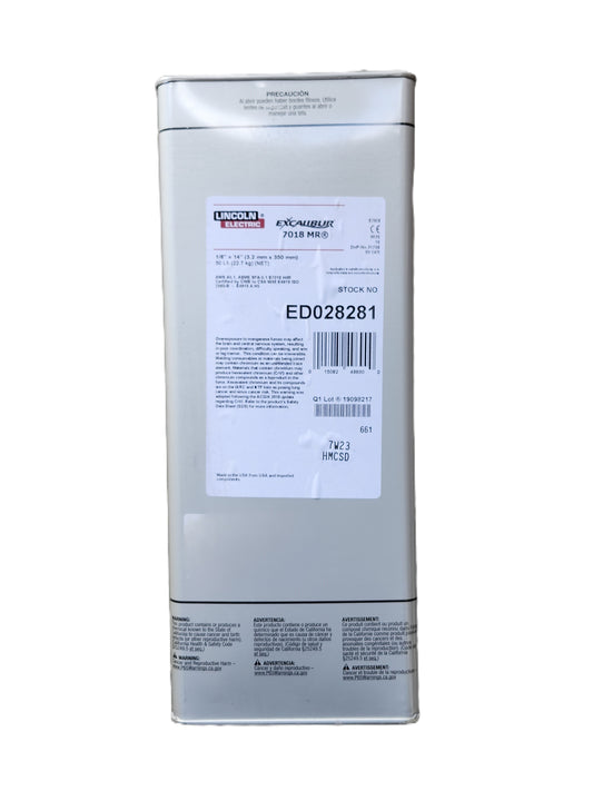 ED028281 Lincoln EXCALIBUR E7018 MR 1/8"x14" welding rods - 50 lbs