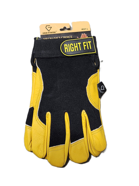 Work glove - dyed cow leather, black spandex - Size XL