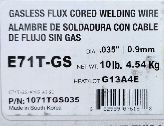 E71T-GS Gasless Flux Cored Welding Wire .035