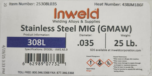 ER308L .035 25 lb Stainless Steel Welding Wire