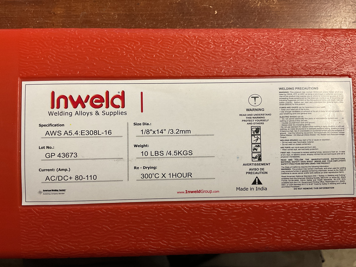 308L-16 1/8 Electrodes 10LB