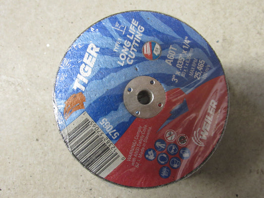 57065 - 3" x .035" x 1/4" Disc, Type 1 Cutting Disc