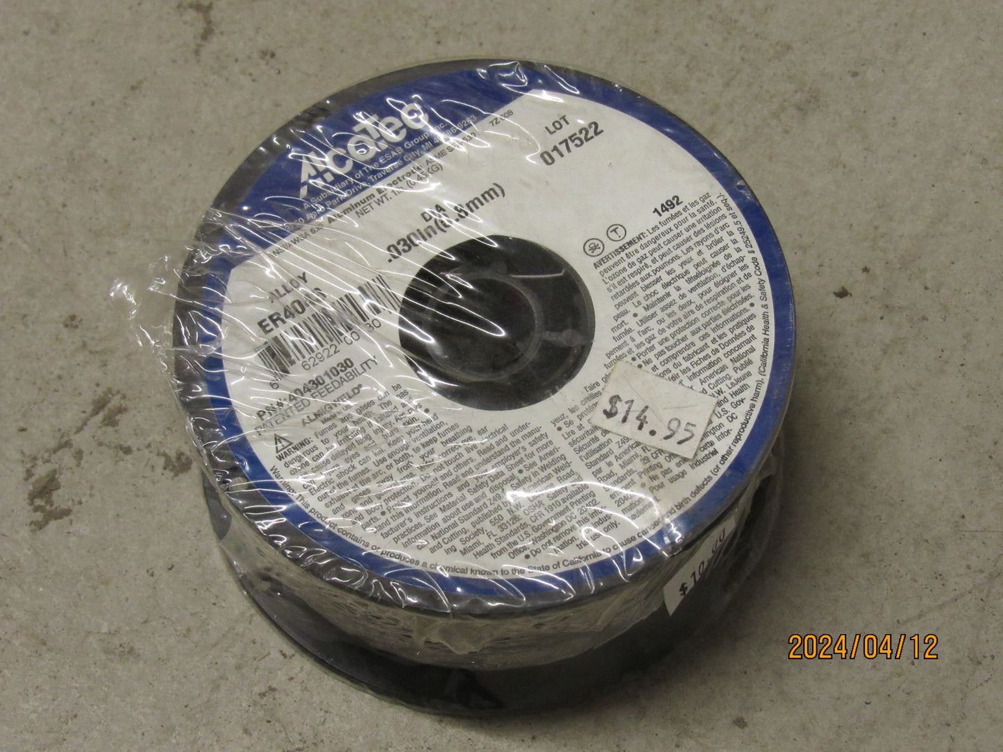 ER4043 .030 x 1lb Aluminum Welding Wire