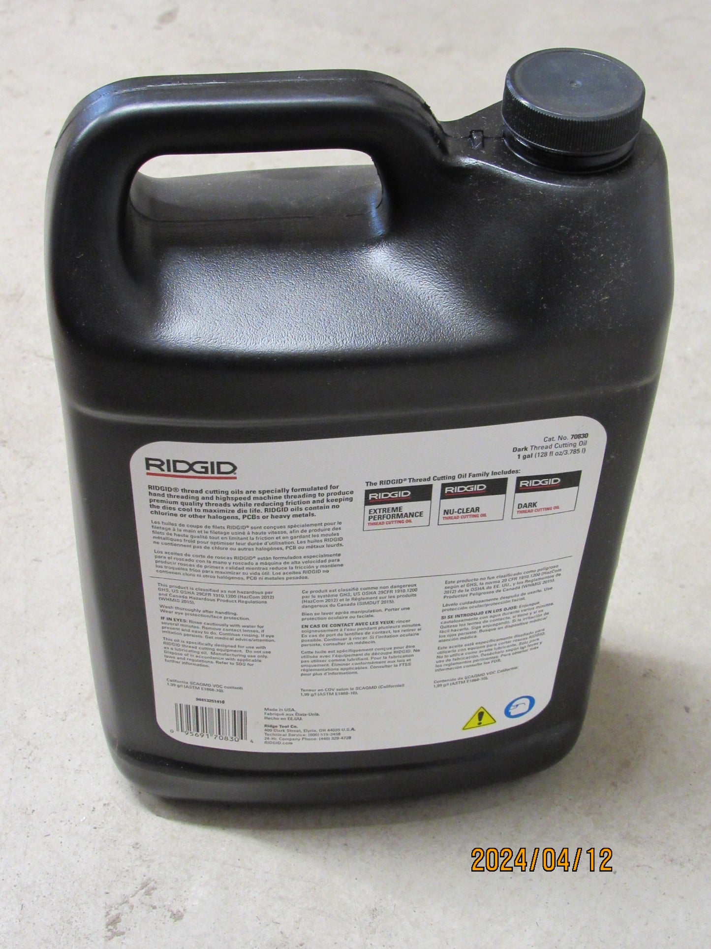 Ridgid Thread Cutting Oil - 1 gal