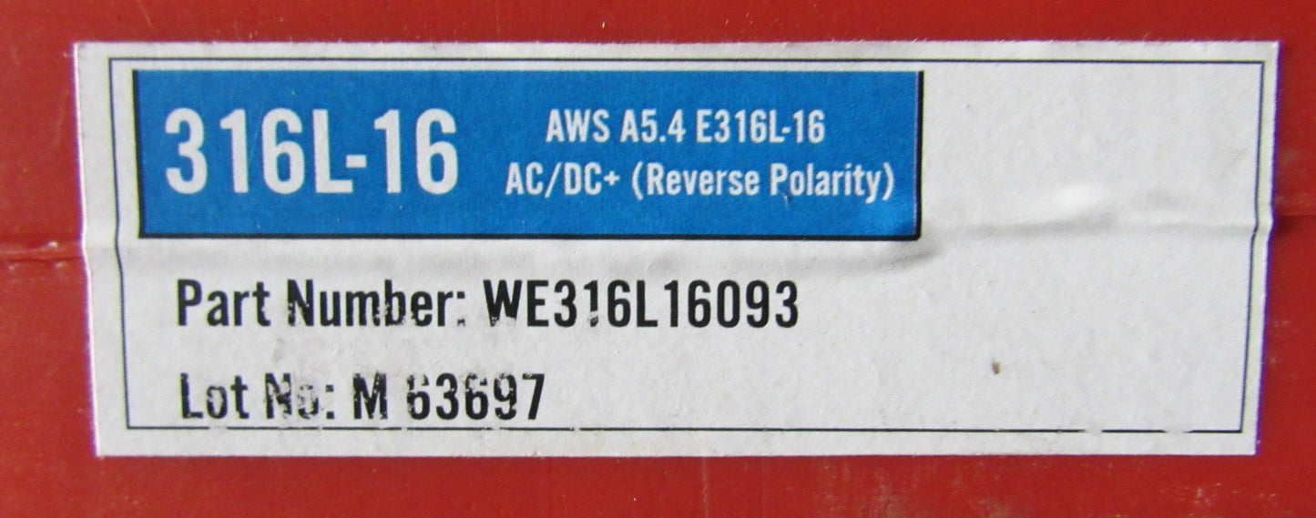 WE316L16093 E 316L-16 Welding Rods 3/32"