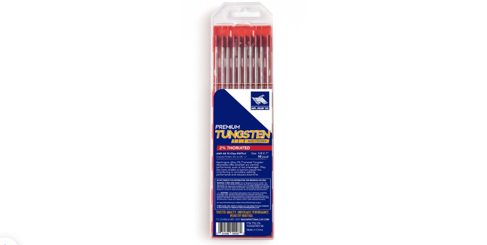 Tungsten Electrodes - 2% Thoriated 1/16" x 7" Washington Alloy